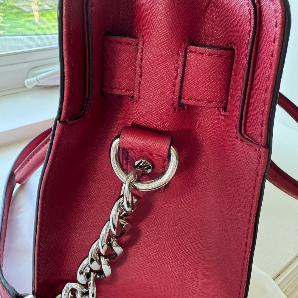 Michael Kors “Hamilton” Medium Saffiano Satchel - Cherry Red - Picture 7 of 9